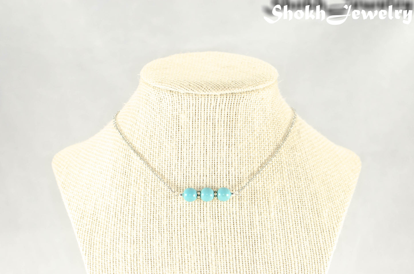 Turquoise Howlite and Dainty Chain Choker Necklace.