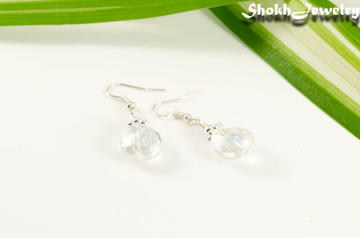 Clear AB Glass Crystal Beads Earrings.