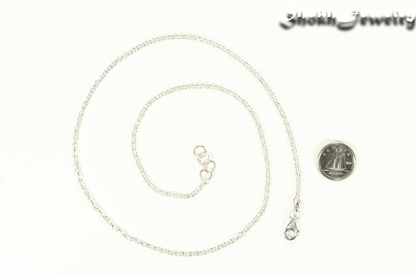 Top view of 2.5mm Silver Plated Dainty Chain Choker Necklace.