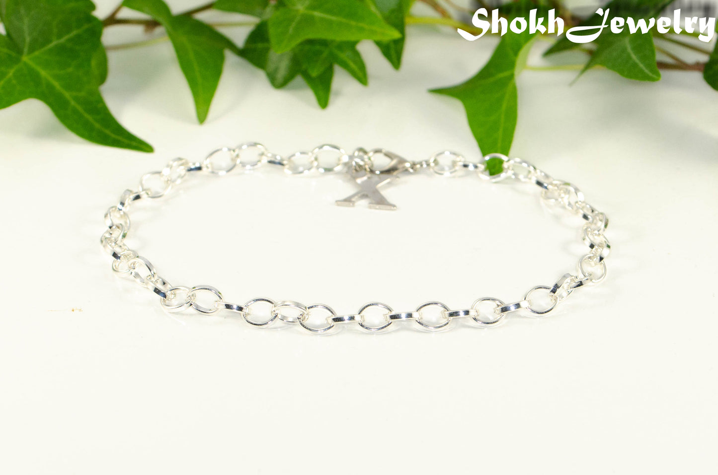 Personalized Initial and Chunky Chain Anklet.