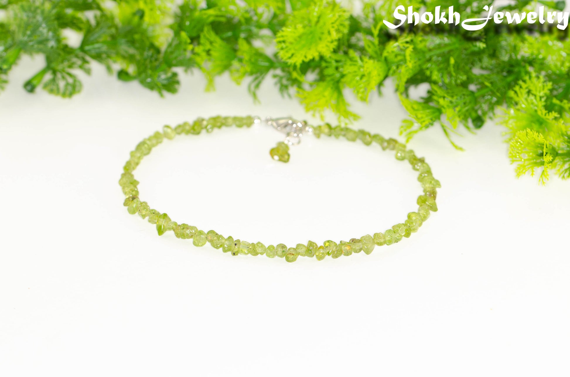 Natural Peridot Crystal Chip Choker Necklace