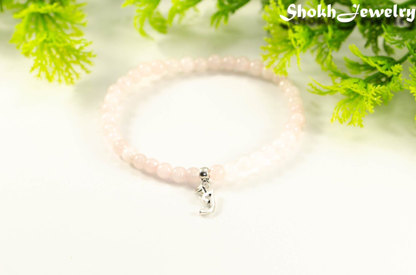 4mm Rose Quartz Bracelet with Initial