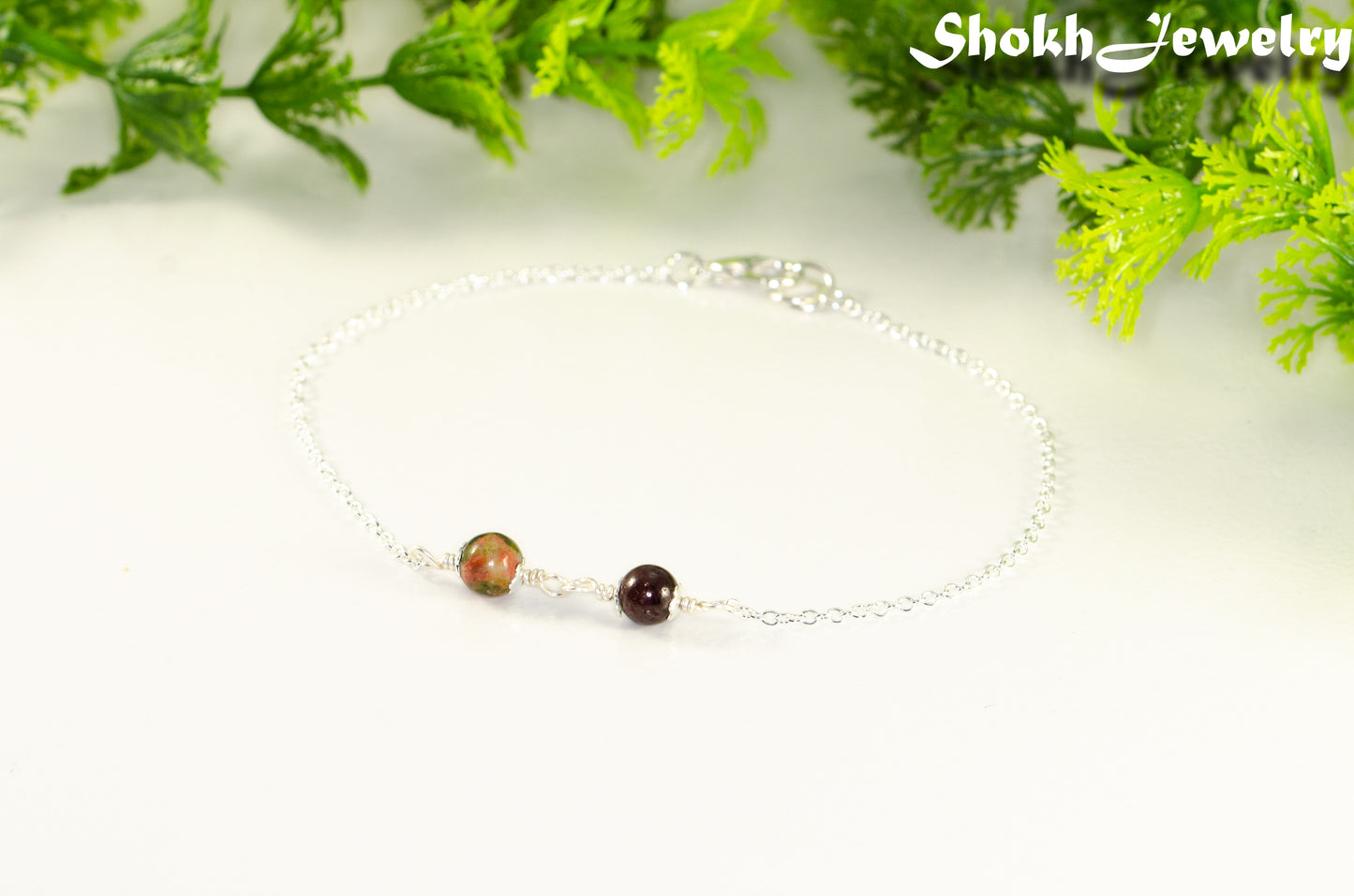 Custom Family Birthstone Bracelet with 2 gemstones.