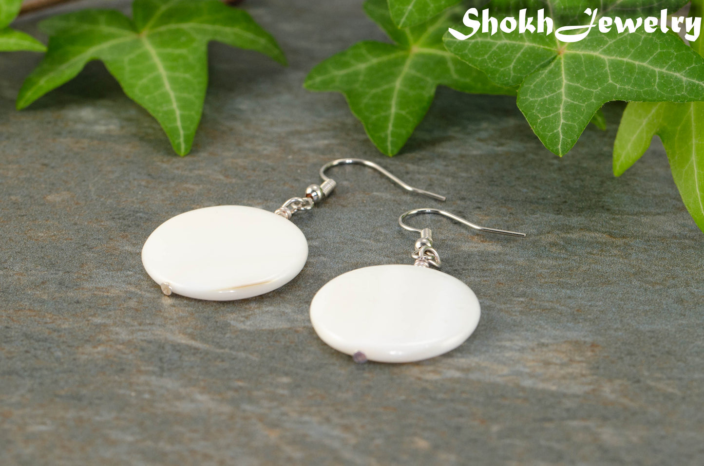 25mm White Seashell Earrings
