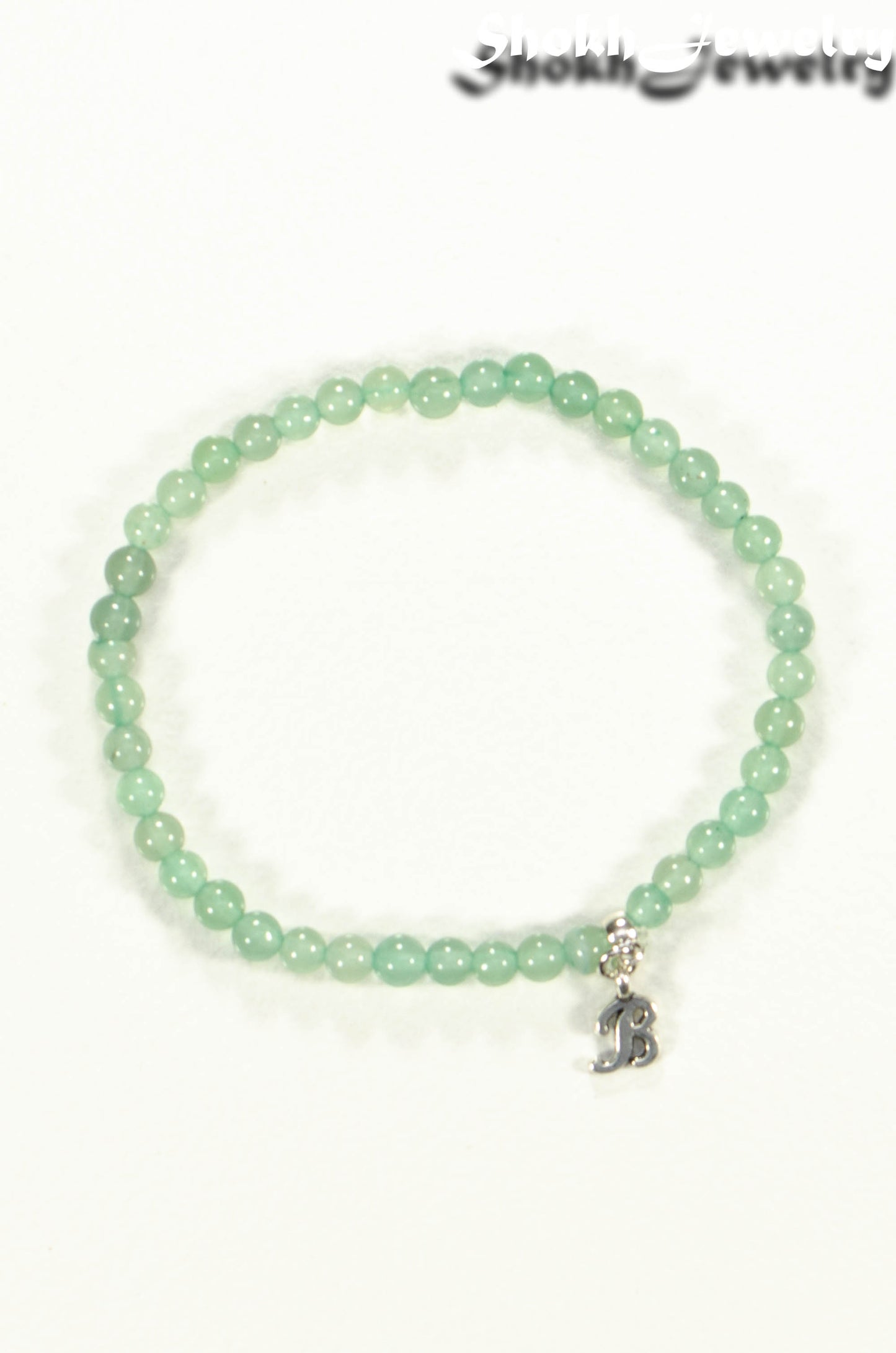 4mm Green Aventurine Bracelet with Initial