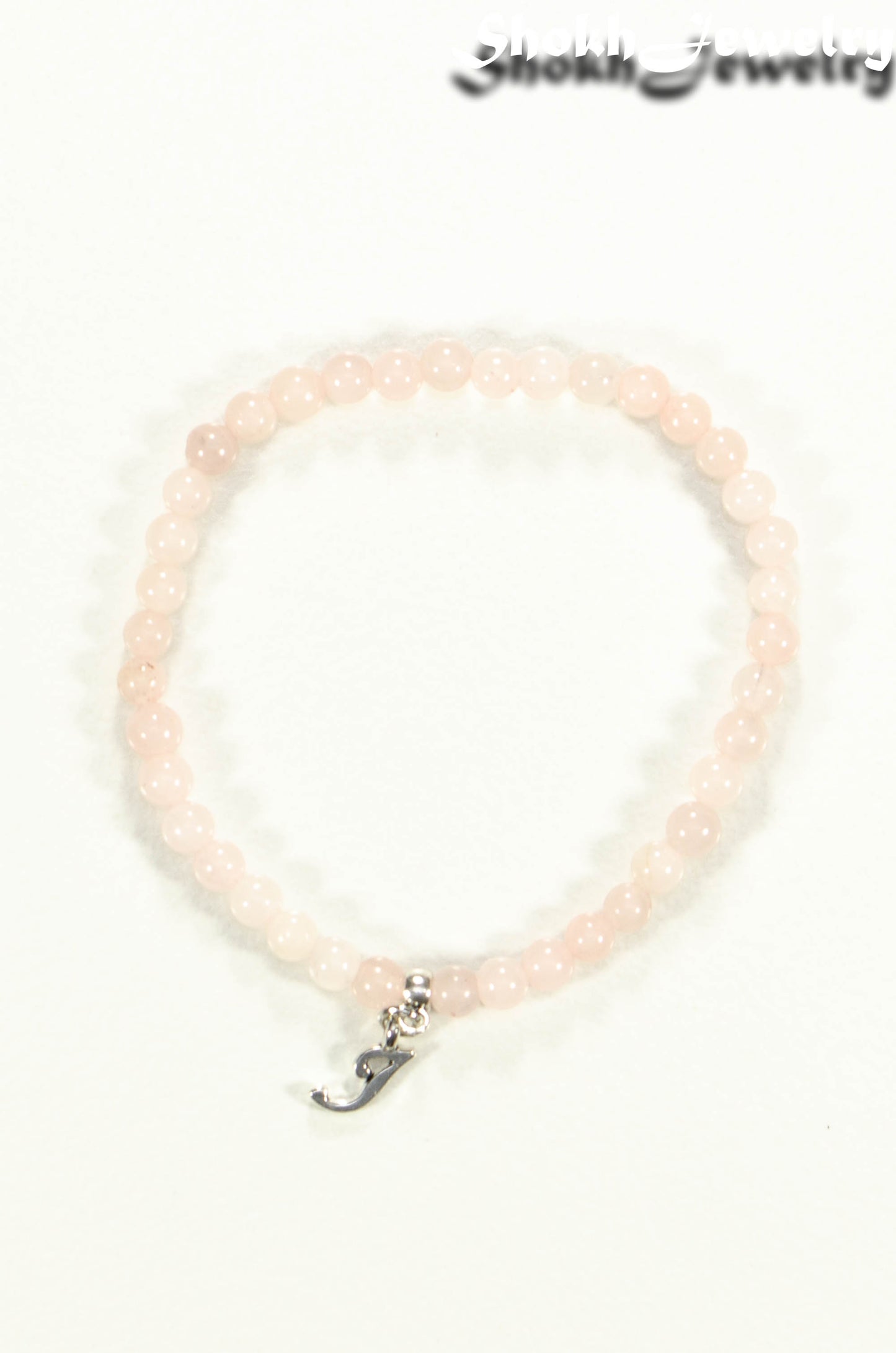 4mm Rose Quartz Bracelet with Initial