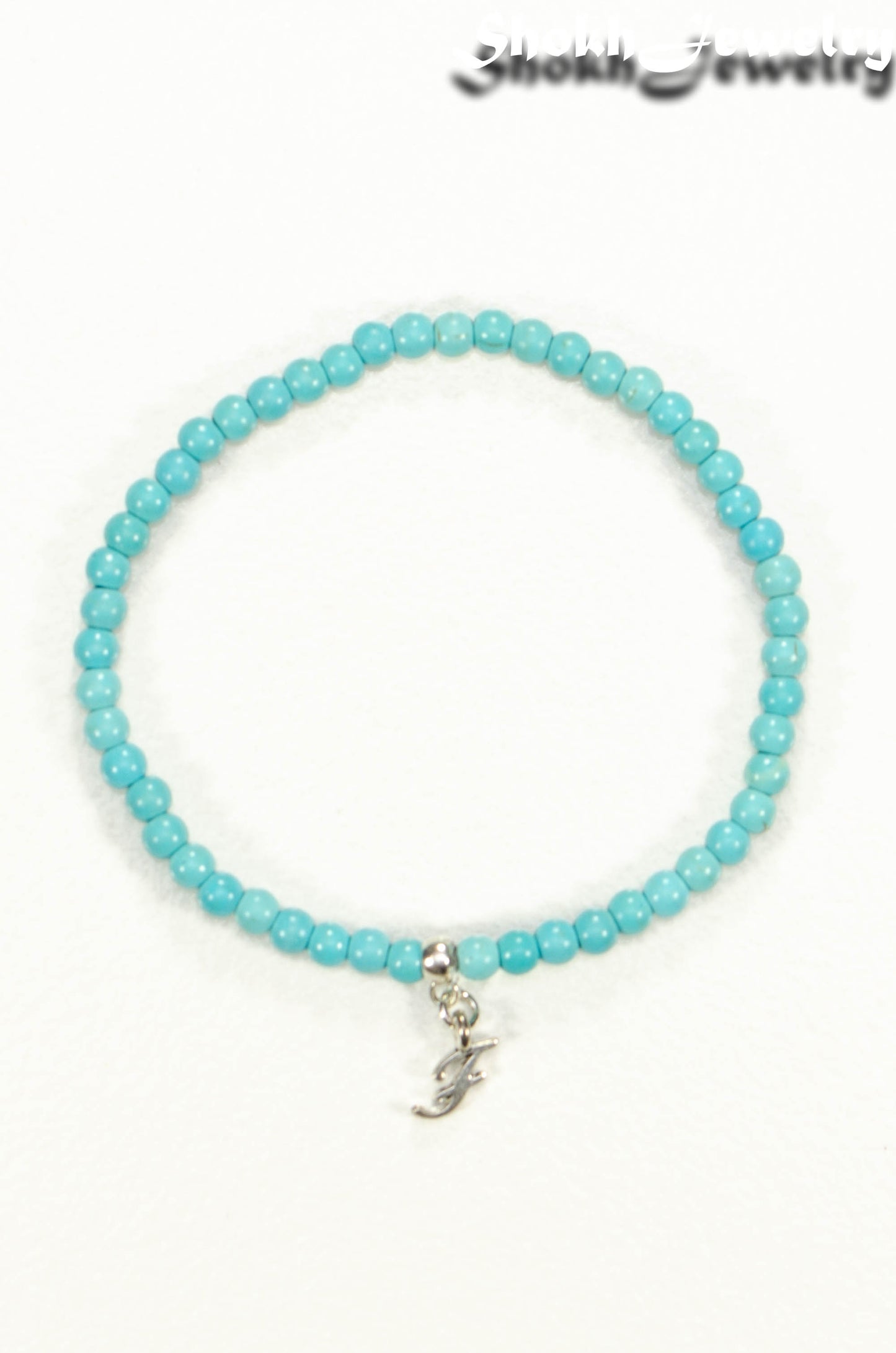 4mm Turquoise Howlite Bracelet with Initial