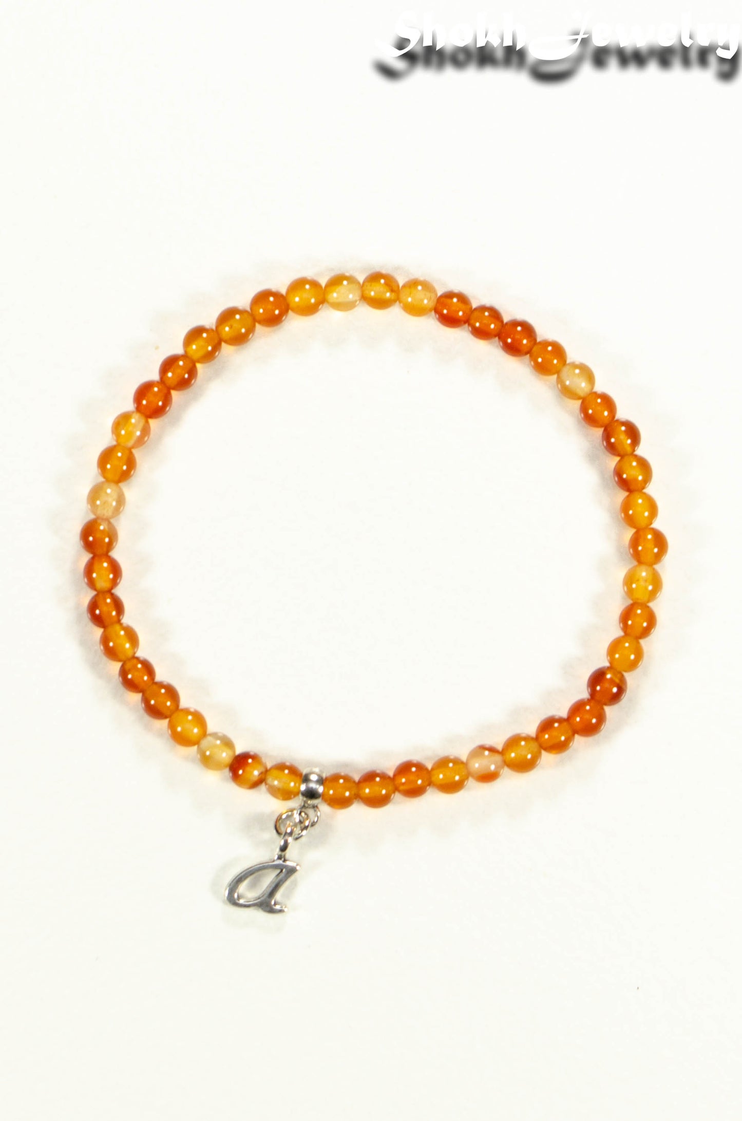 4mm Carnelian Bracelet with Initial