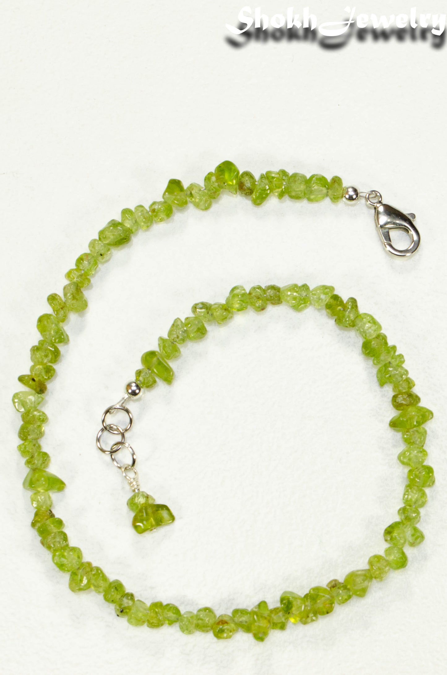Natural Peridot Crystal Chip Anklet