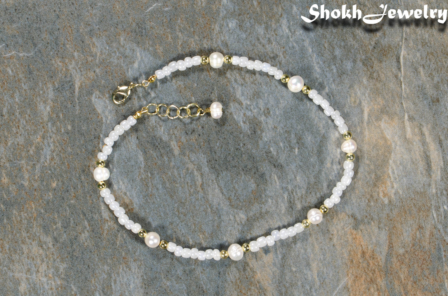 Freshwater Pearl and Seed Bead Anklet