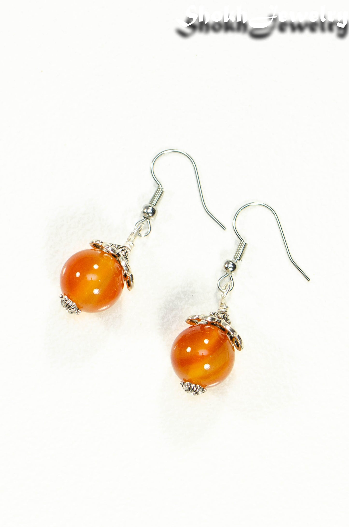 12mm Natural Carnelian Crystal Earrings