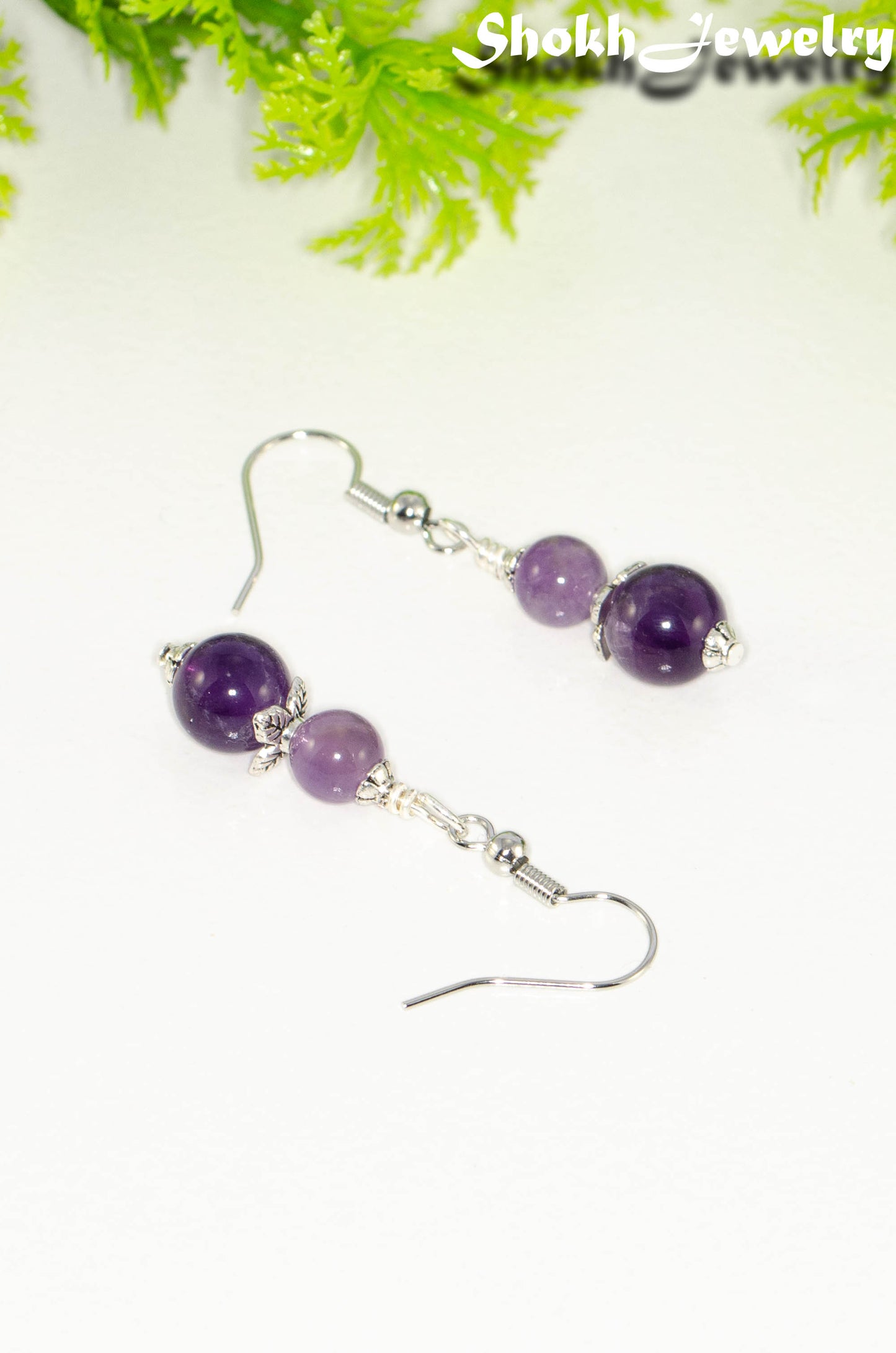Small Natural Amethyst Crystal Earrings