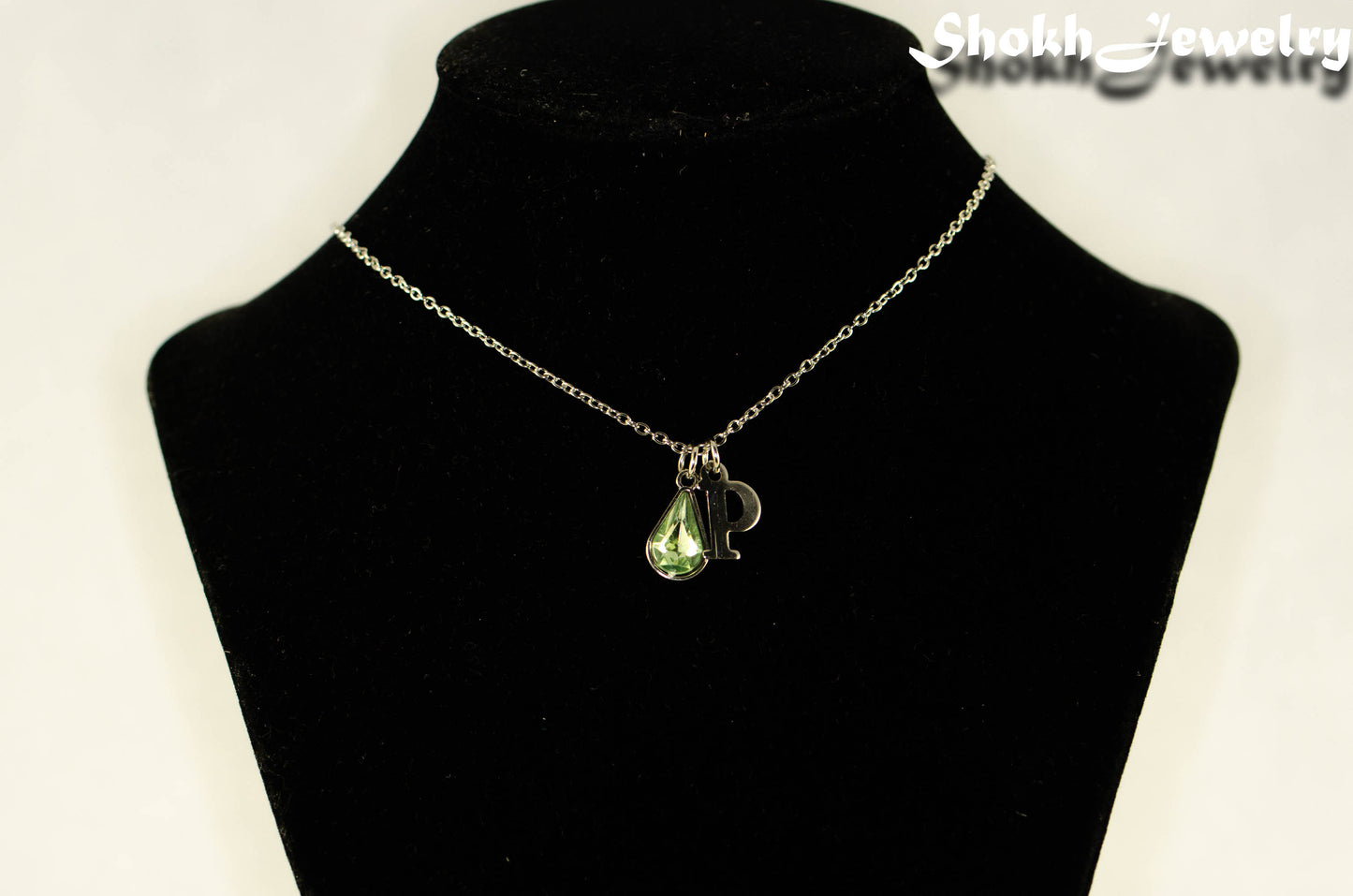 Personalized August Birthstone Choker Necklace on a bust