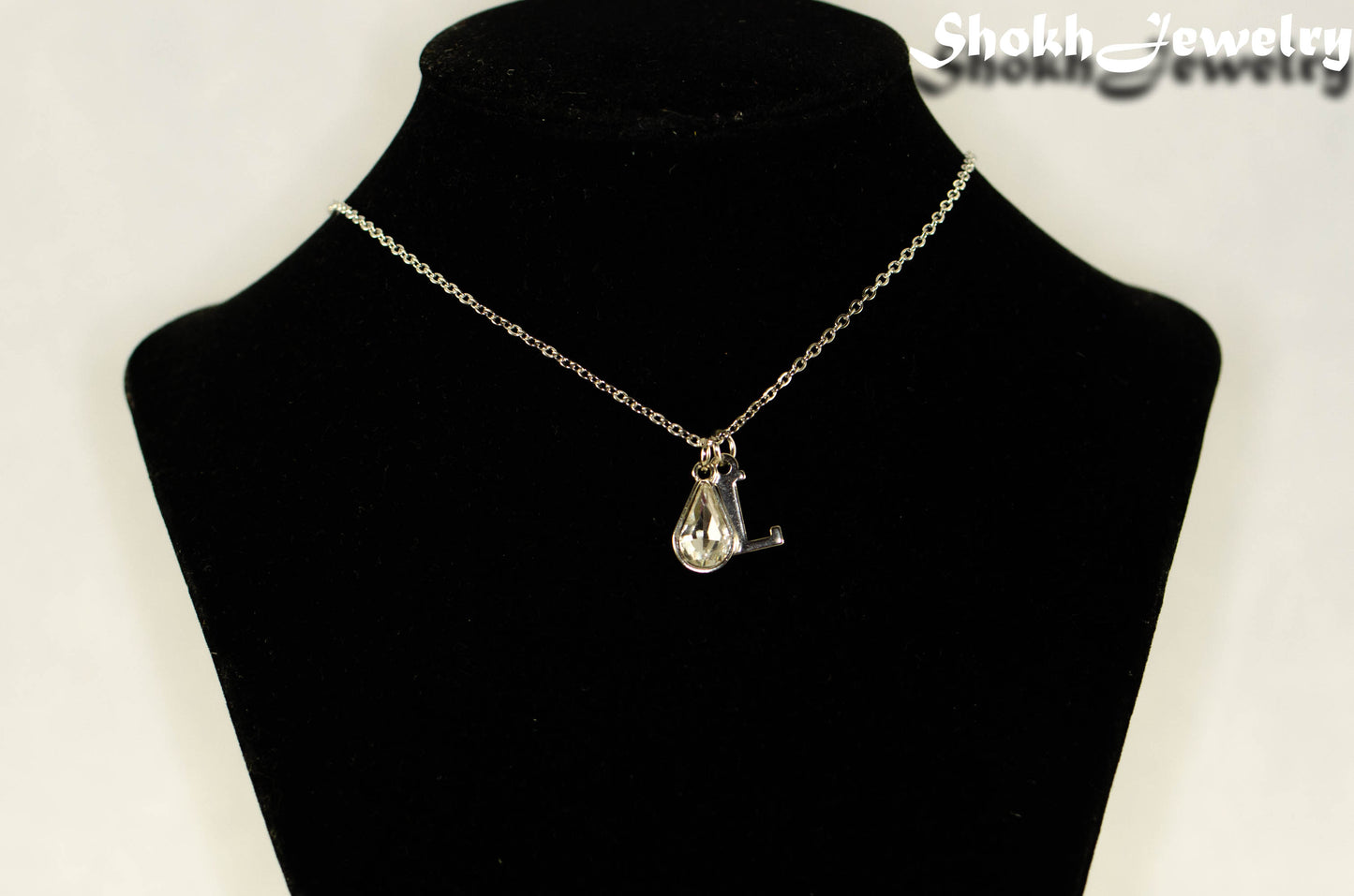 Personalized April Birthstone Choker Necklace on a bust