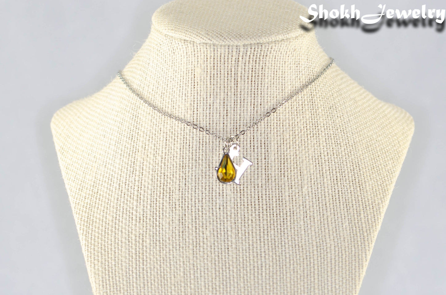 Personalized November Birthstone Choker Necklace on a bust