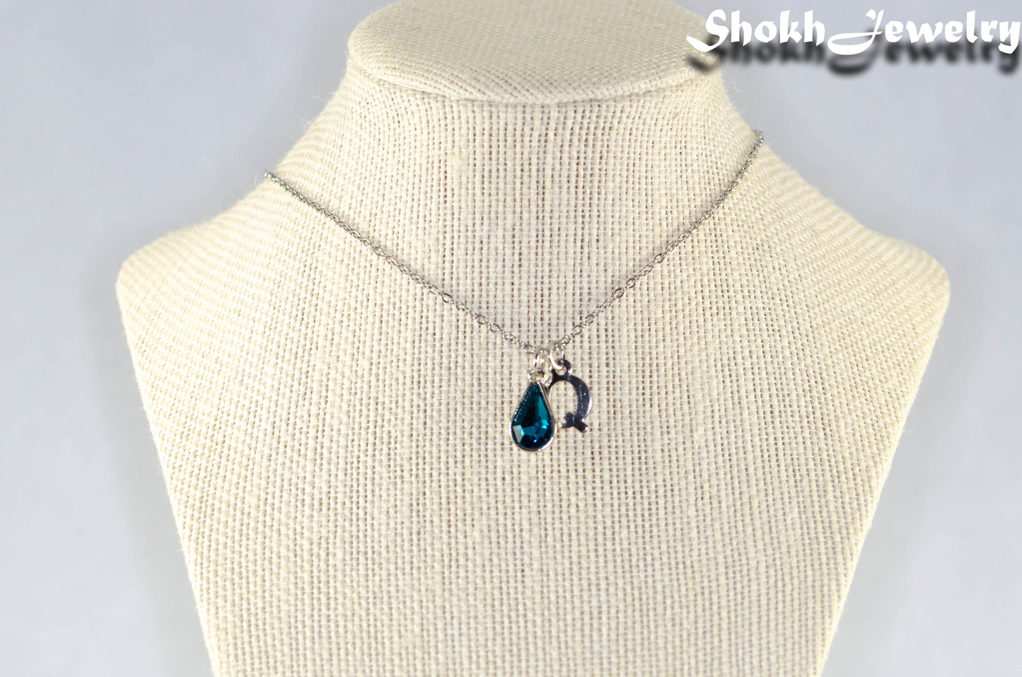Personalized December Birthstone Choker Necklace on a bust