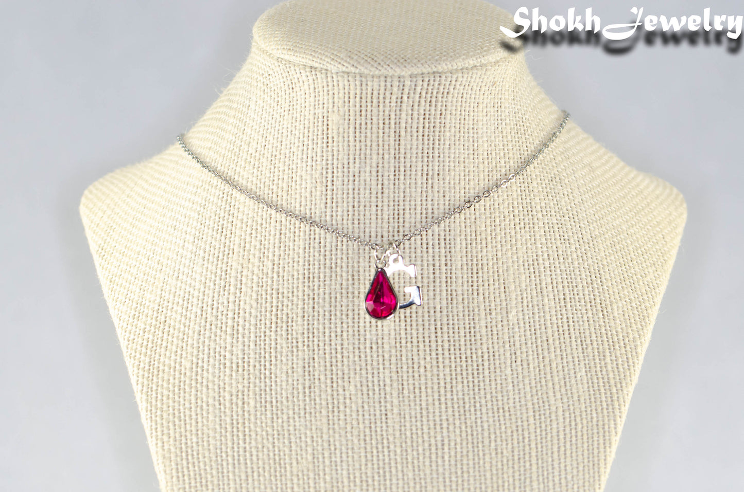 Personalized October Birthstone Choker Necklace on a bust