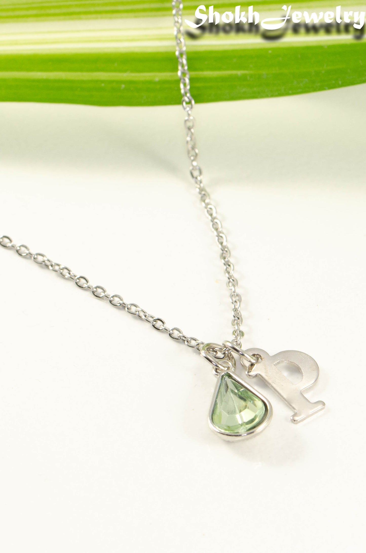 Close up of Personalized August Birthstone Choker Necklace