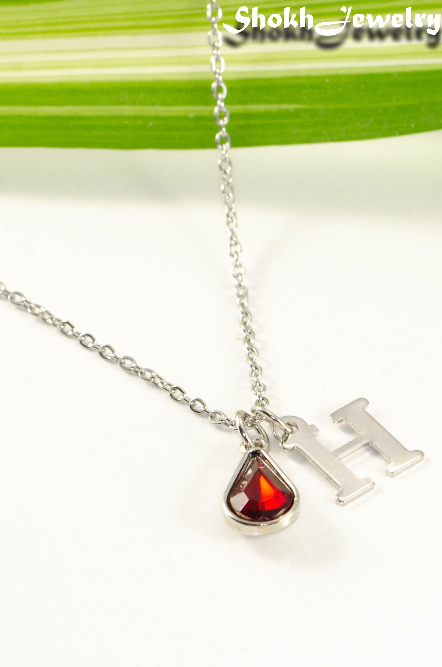 Close up of Personalized January Birthstone Choker Necklace