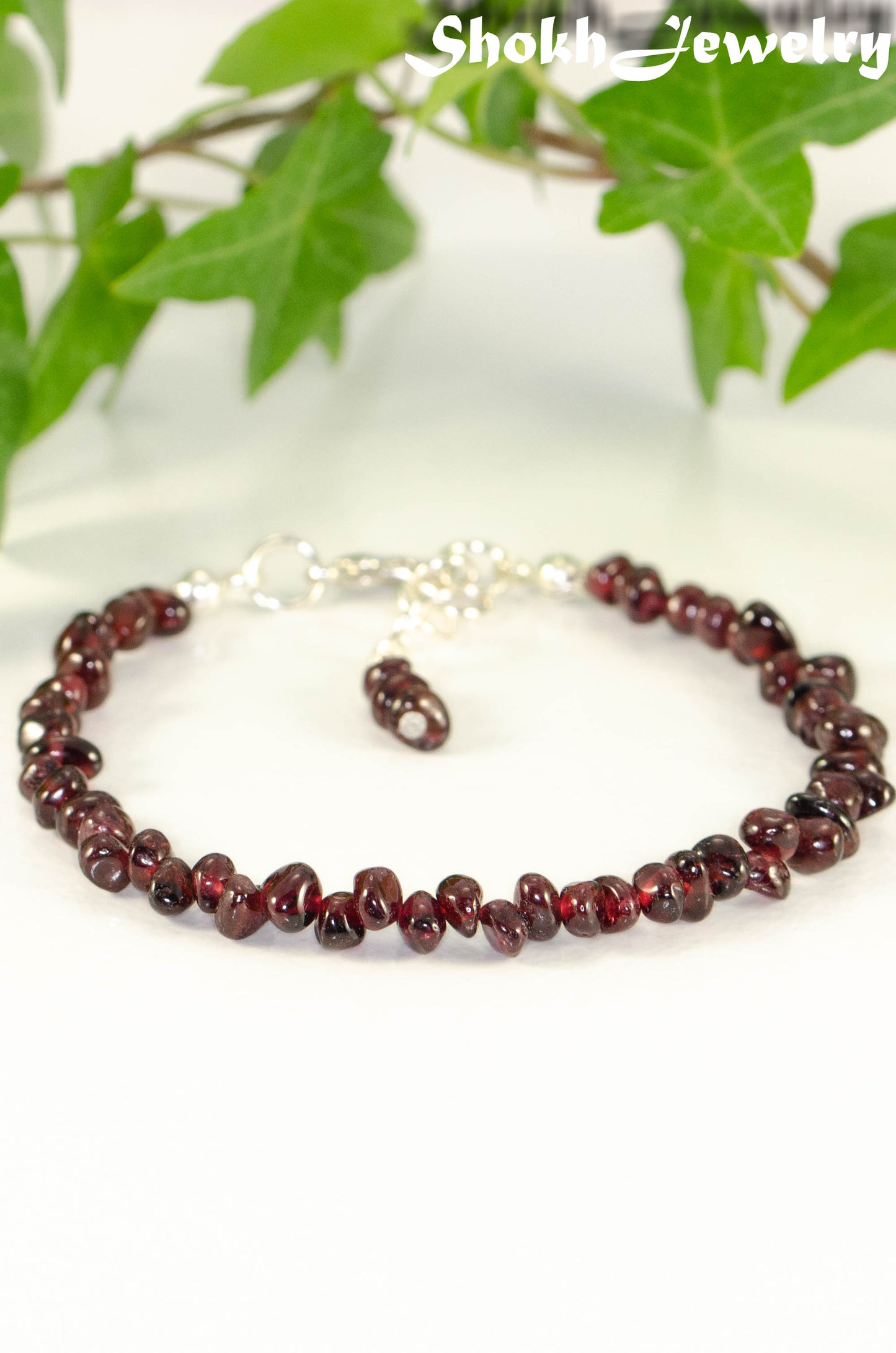 Natural Garnet Crystal Chip Bracelet