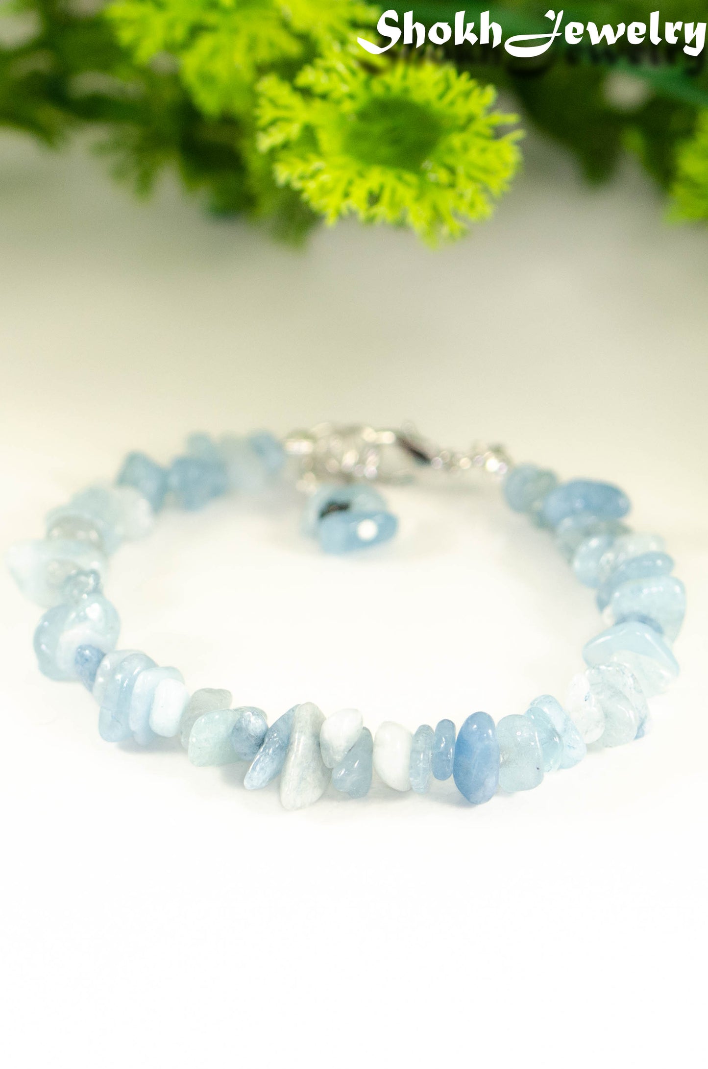 Natural Aquamarine Crystal Chip Bracelet