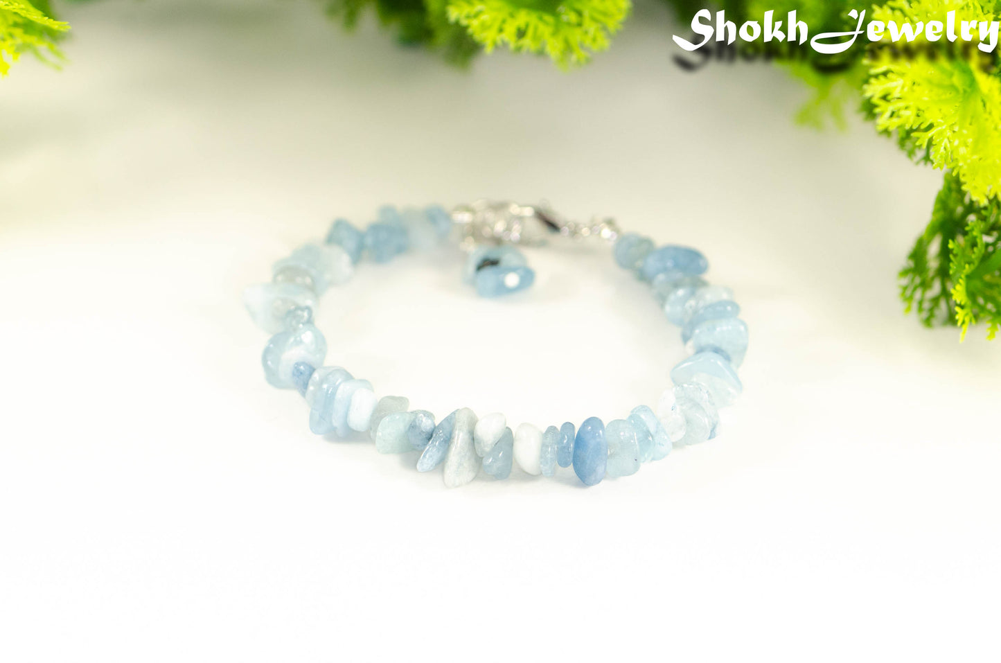 Natural Aquamarine Crystal Chip Bracelet