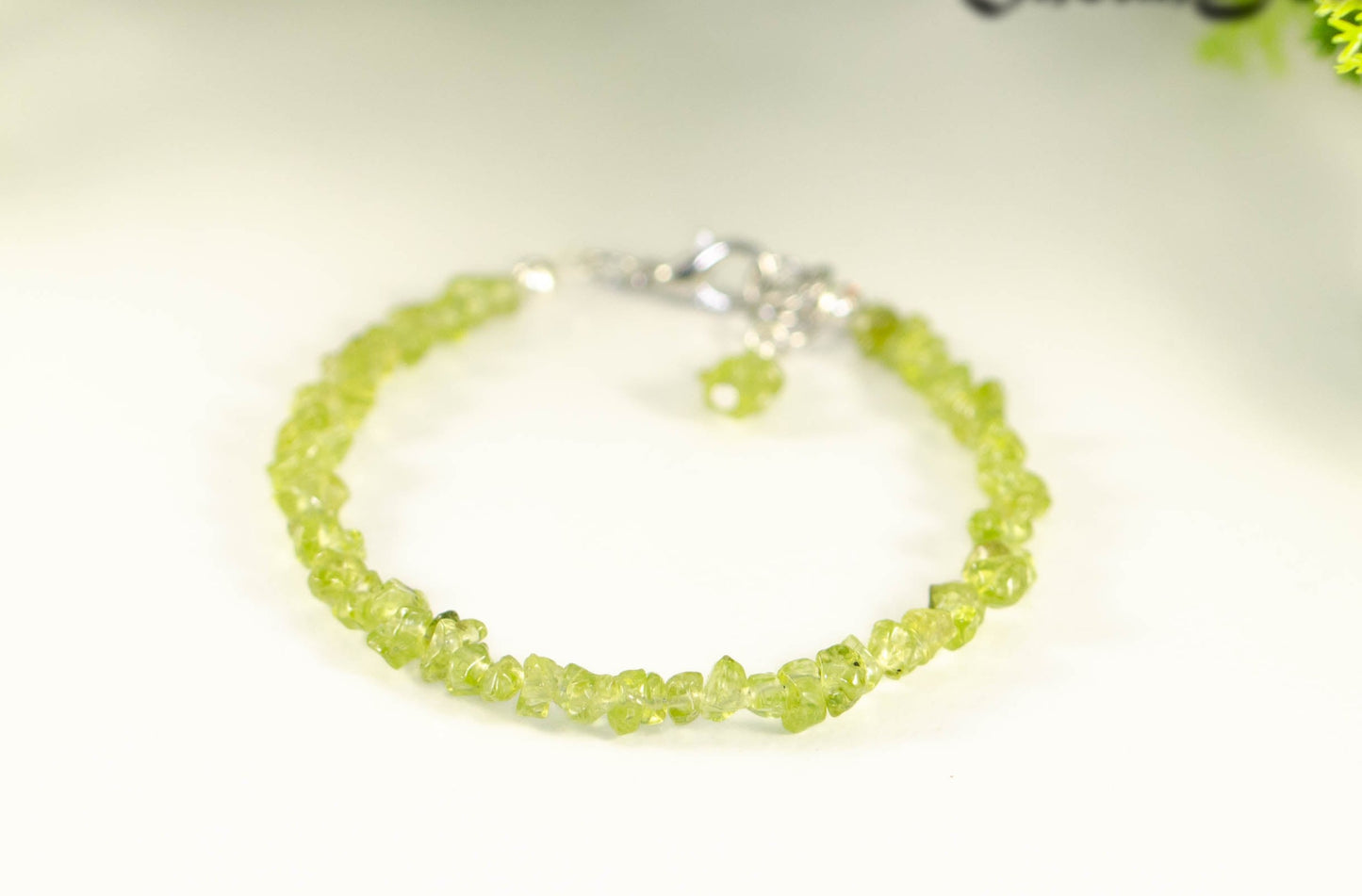 Natural Peridot Crystal Chip Bracelet