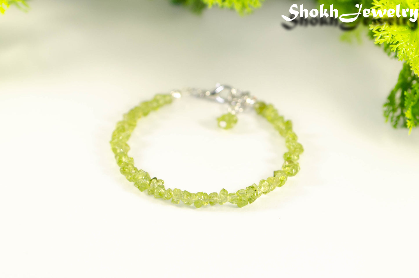 Natural Peridot Crystal Chip Bracelet
