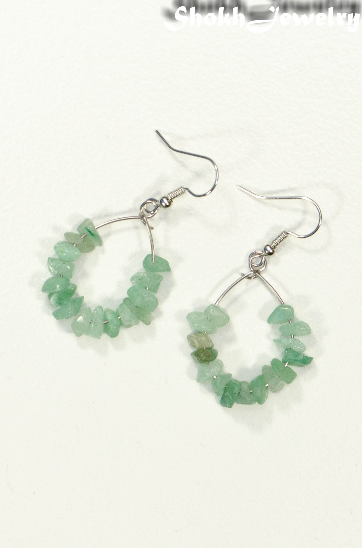 Natural Green Aventurine Crystal Chip Earrings
