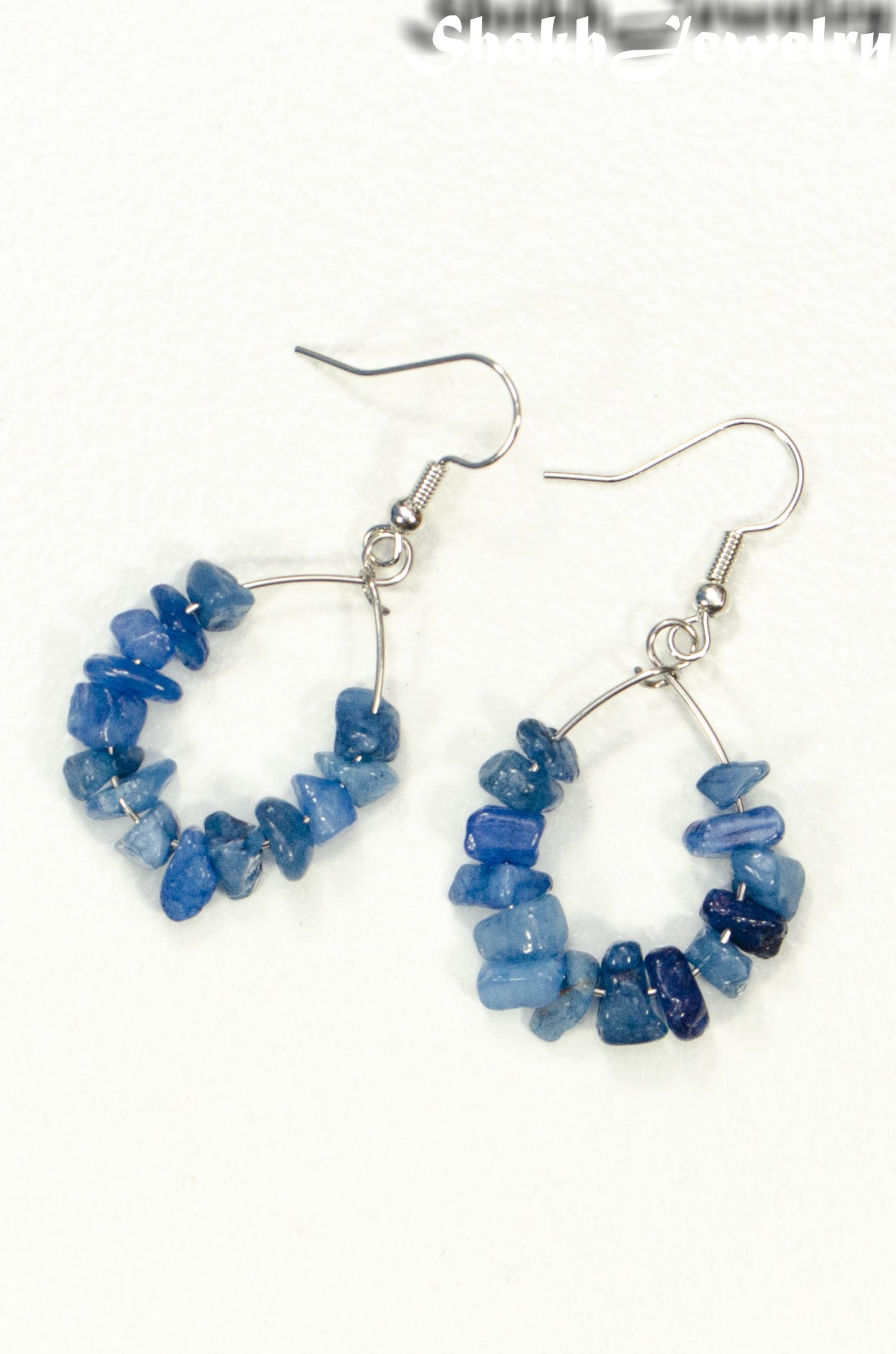 Natural Blue Quartzite Crystal Chip Earrings