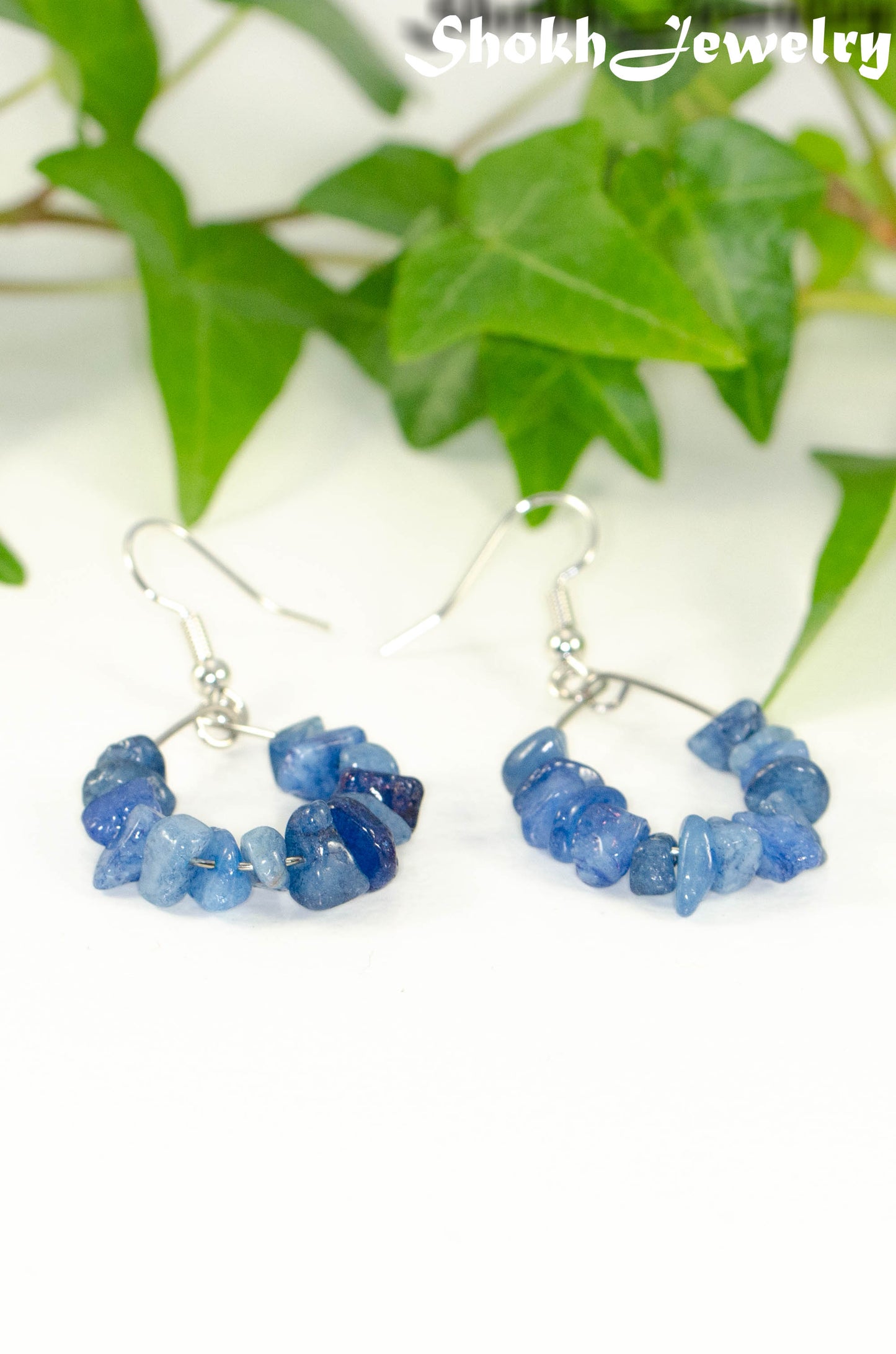 Natural Blue Quartzite Crystal Chip Earrings