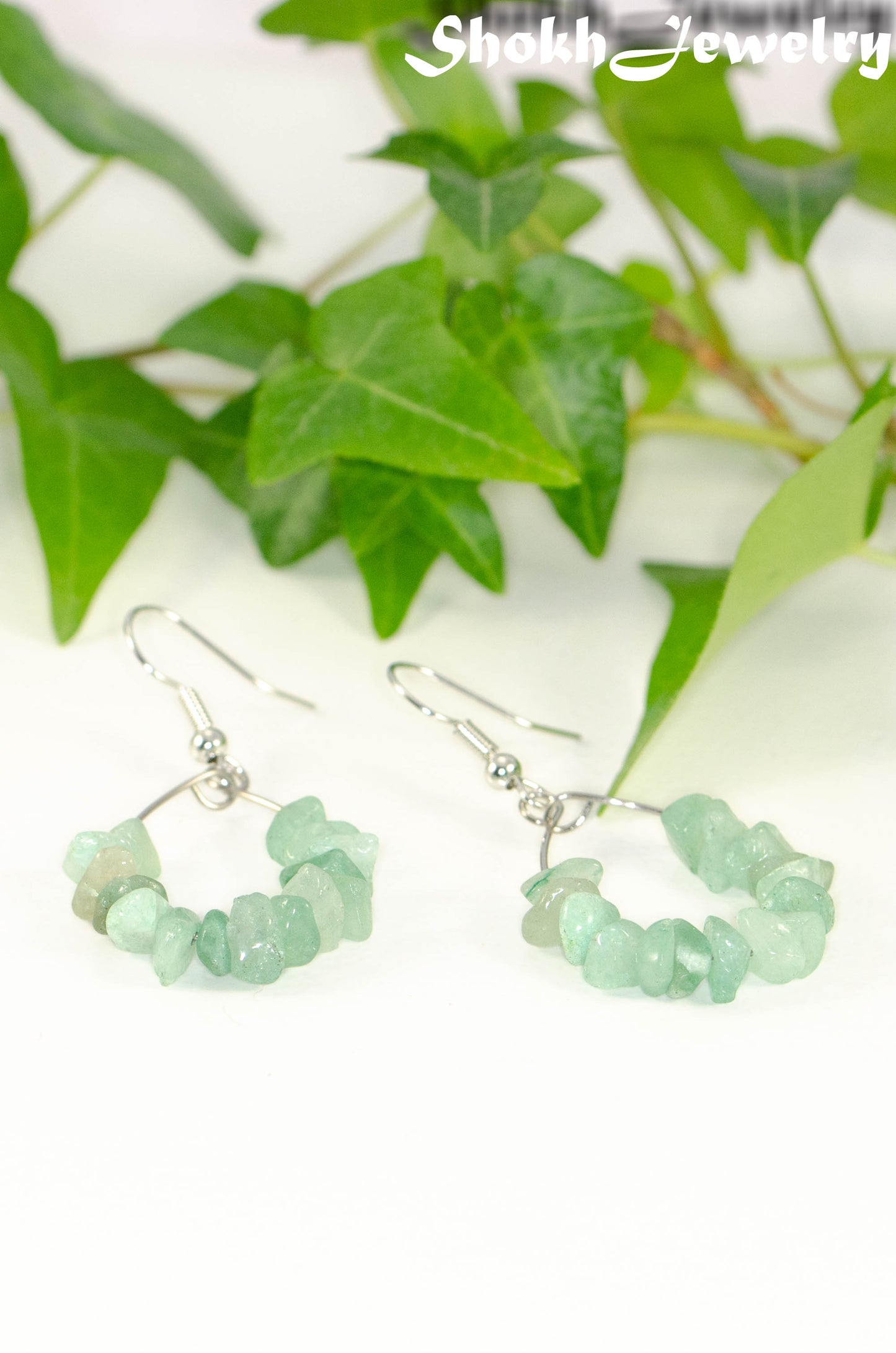 Natural Green Aventurine Crystal Chip Earrings