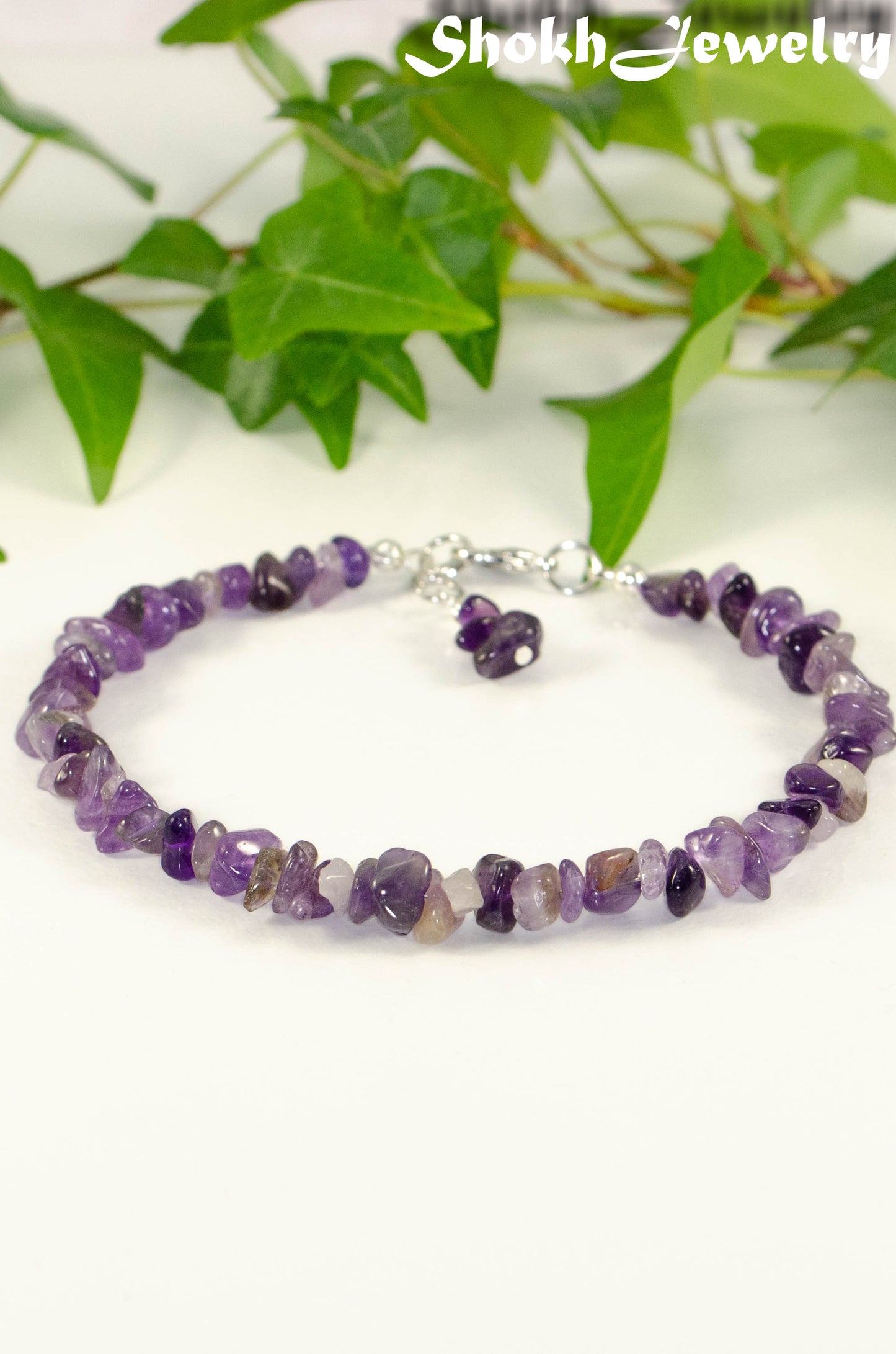 Natural Amethyst Crystal Chip Anklet