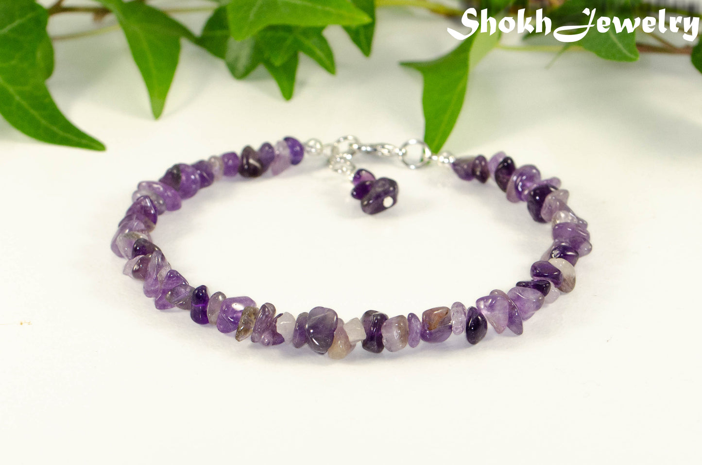 Natural Amethyst Crystal Chip Anklet