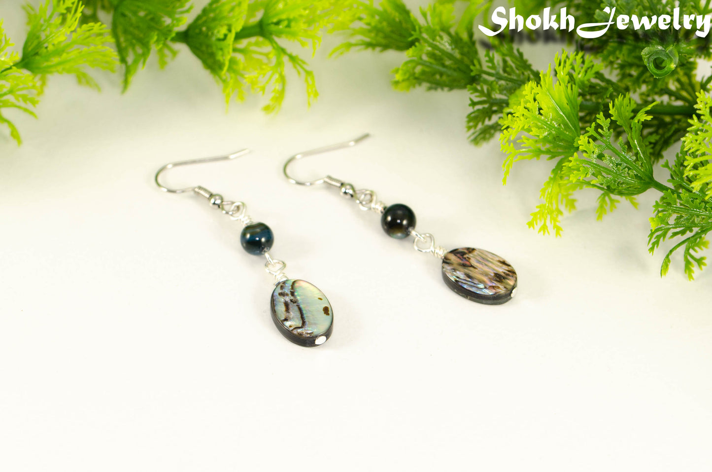 Long Oval Abalone Shell Earrings.
