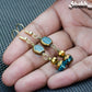 Sparkly Gold and Patina Blue Glass Bead Earrings