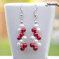 Red and White Glass Pearl Earrings, Christmas gift for women