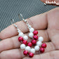Red and White Glass Pearl Earrings, Christmas gift for women