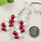 Red and White Glass Pearl Earrings, Christmas gift for women