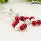 Red and White Glass Pearl Earrings, Christmas gift for women
