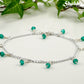 Green Glass Crystal Dangle and Chain Anklet for women.