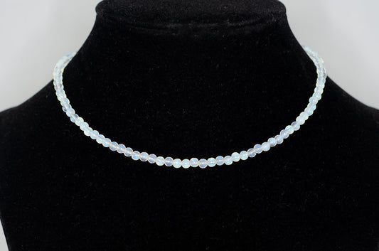 3mm Opalite Crystal Choker Necklace displayed on a bust.