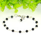 Close up of 4mm Black Obsidian Link Chain Bracelet.