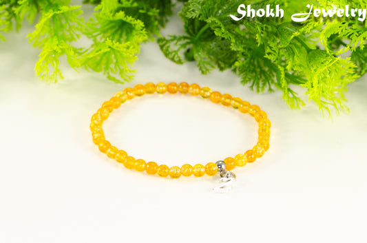 4mm Natural Yellow Citrine Bracelet with Initial.