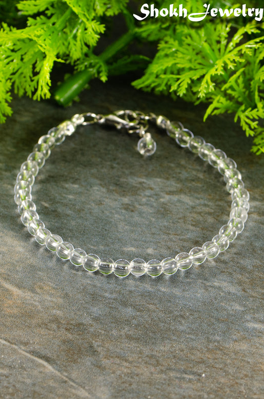 4mm Clear Quartz Anklet with Clasp.