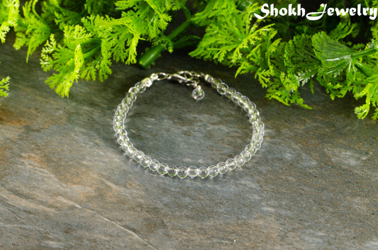 4mm Clear Quartz Anklet with Clasp for women.