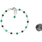 4mm Natural Malachite Link Bracelet beside a dime.