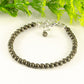 Close up of 4mm Natural Pyrite anklet with Clasp.