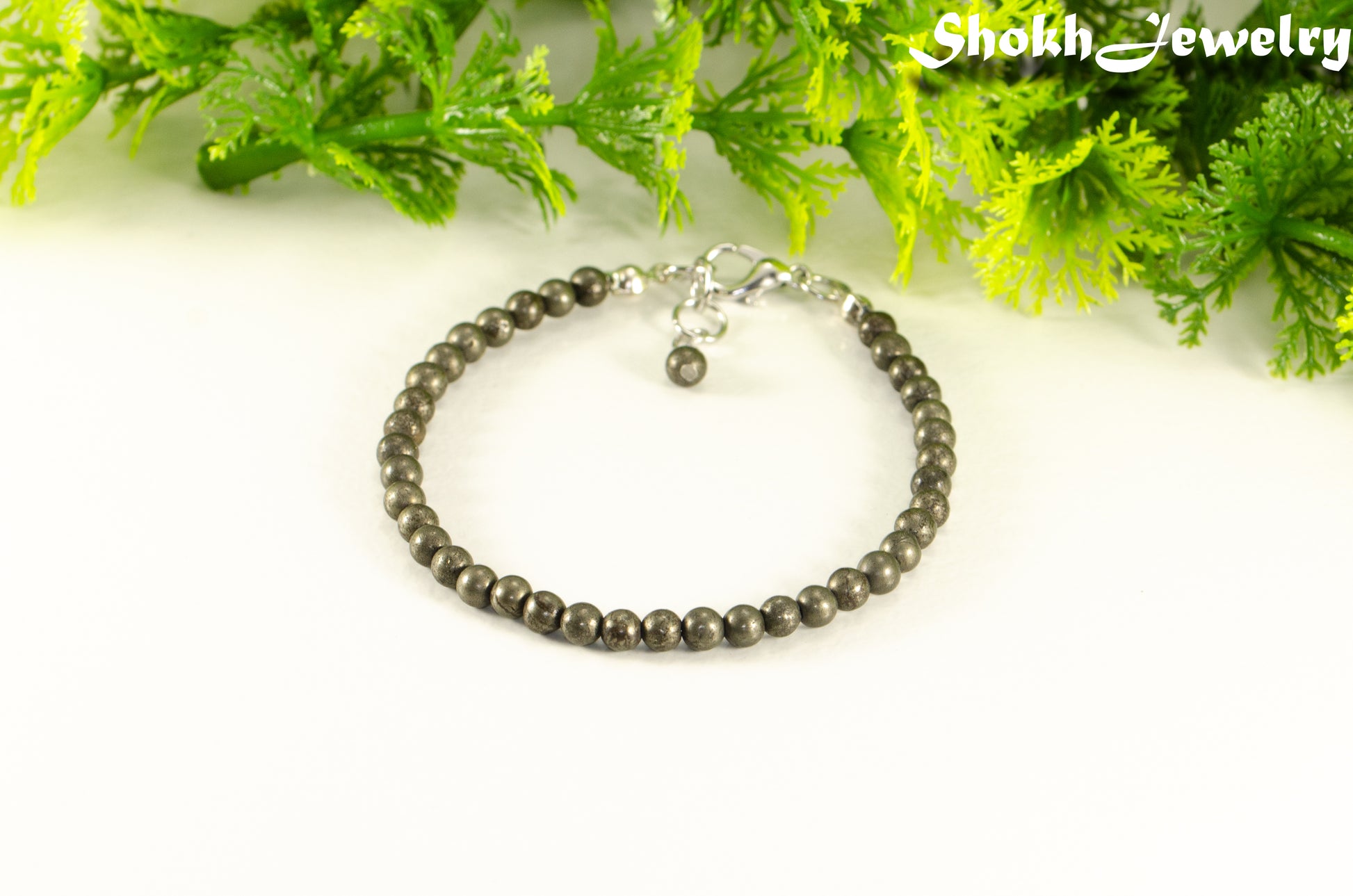 4mm Natural Pyrite anklet with Clasp for women.