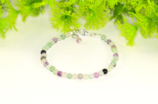 4mm Natural Rainbow Fluorite Bracelet for women.